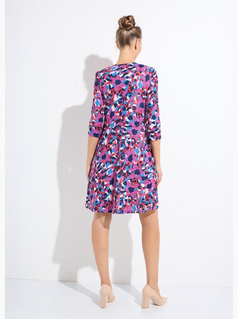 Robe imprimée chaude droite courte - Afibel Bleu - Kiabi
