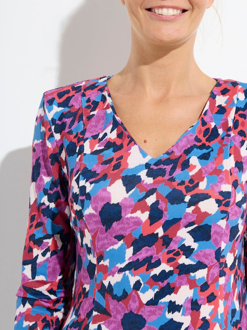 Robe imprimée chaude droite courte - Afibel Bleu - Kiabi