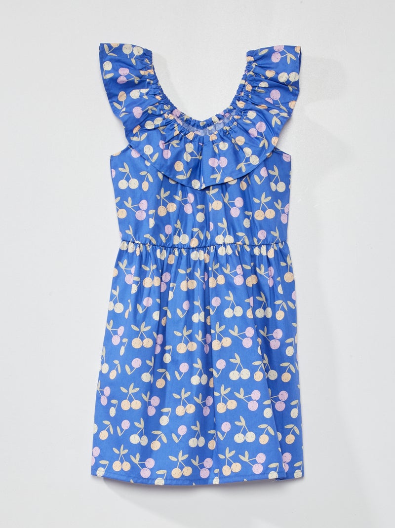 Robe imprimée col bardot Bleu - Kiabi