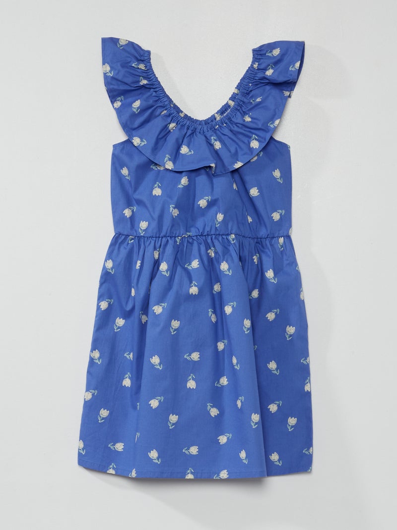 Robe imprimée col bardot Bleu - Kiabi