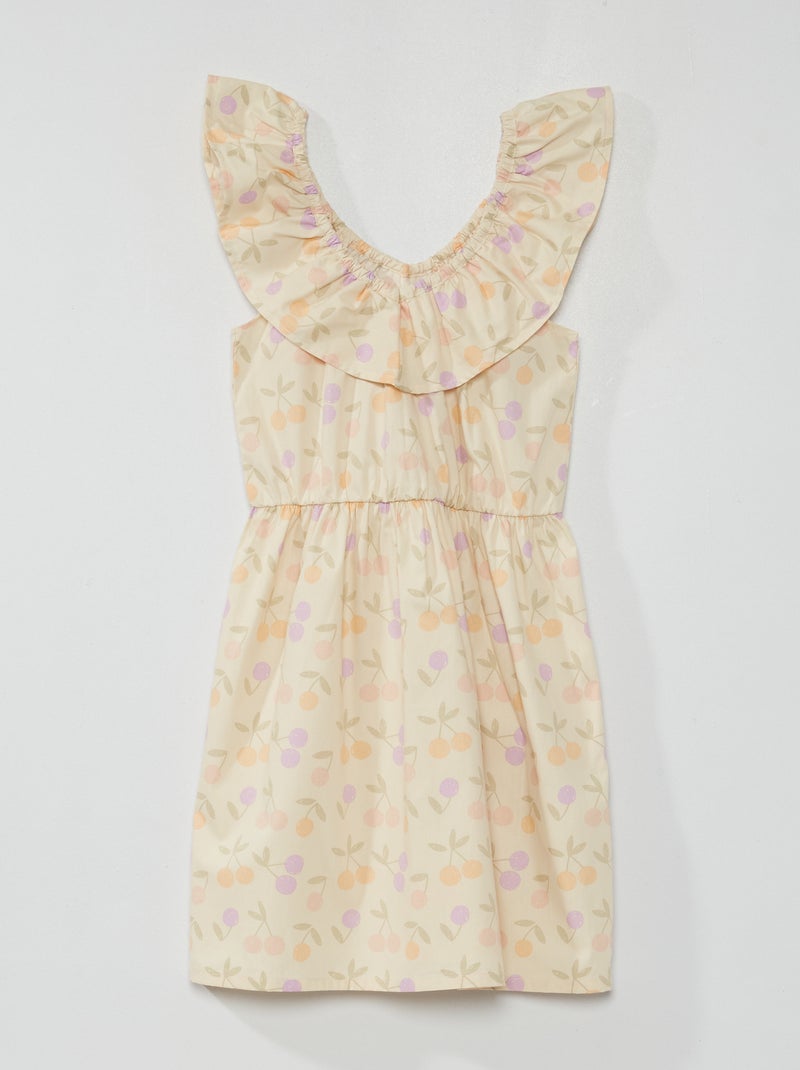 Robe imprimée col bardot Ecru - Kiabi