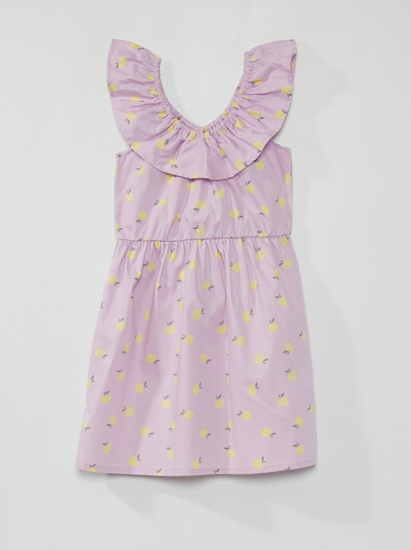 Robe imprimée col bardot Lilas - Kiabi
