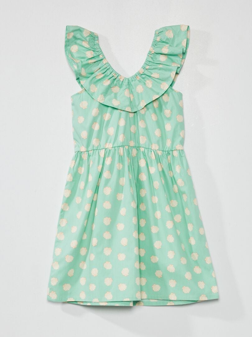 Robe imprimée col bardot Vert - Kiabi