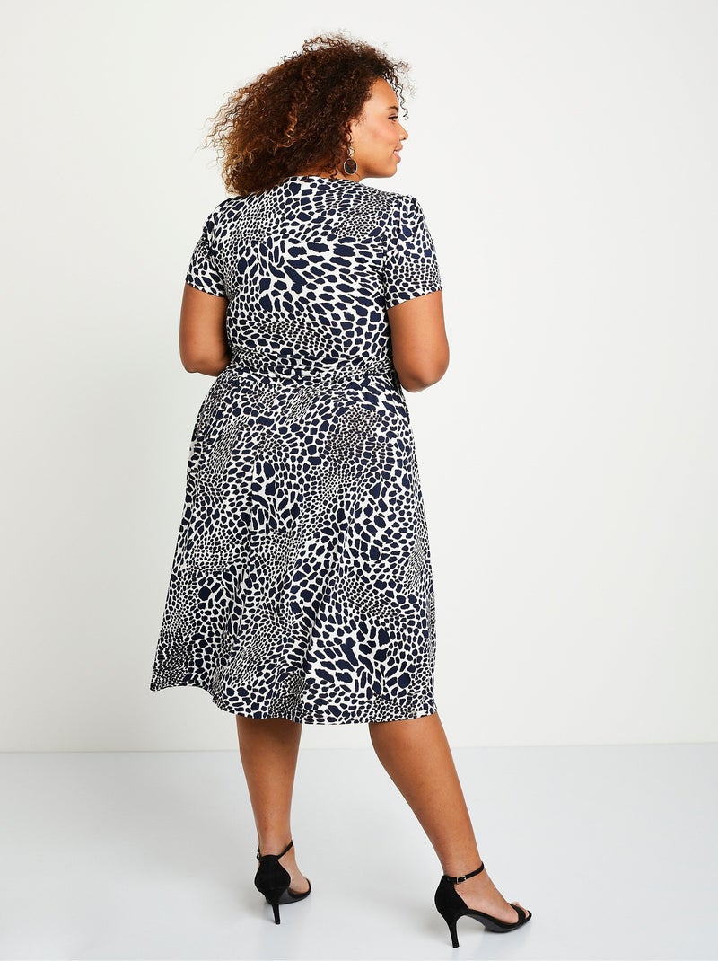 Robe imprimée drapée évasée courte - Afibel Blanc - Kiabi