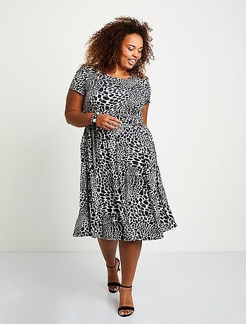 Robe imprimée drapée évasée courte