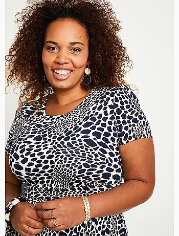 Robe imprimée drapée évasée courte