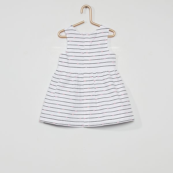 Robe imprimée écoconçu bébé fille blanc rayé Kiabi 8,00€