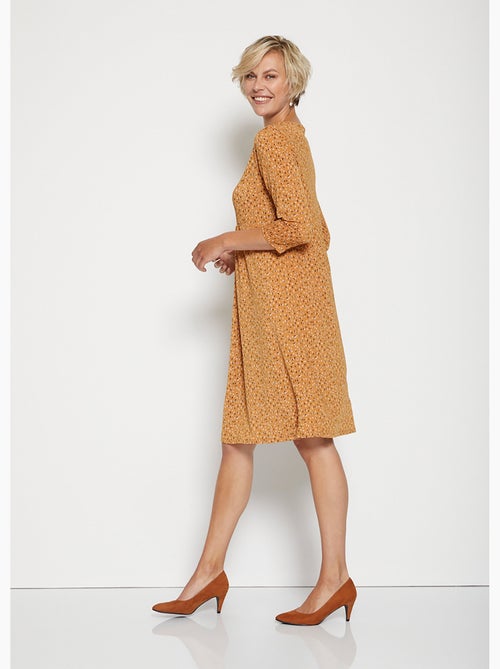 Robe imprimée empiècement dentelle - Kiabi