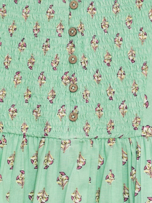 Robe imprimée en coton et lin - Kiabi