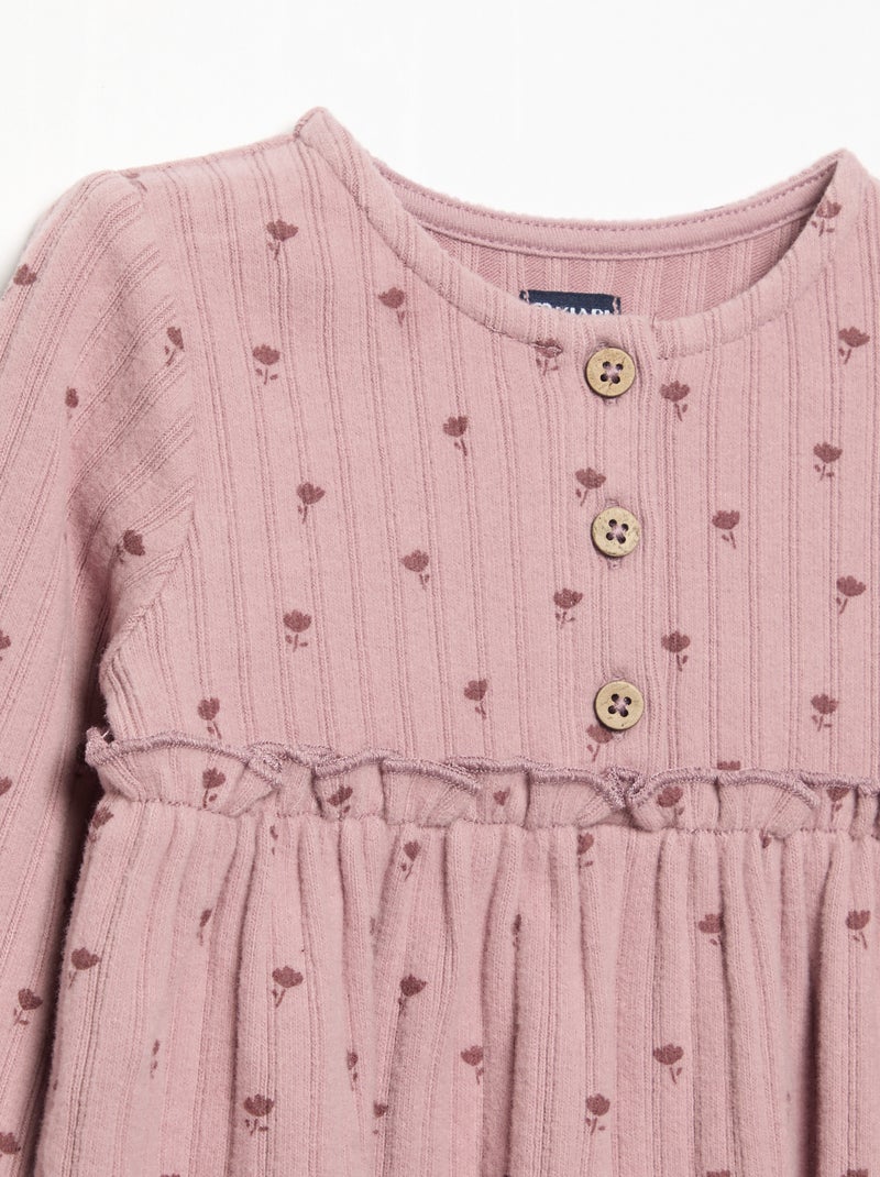 Robe imprimée en maille douce Rose - Kiabi