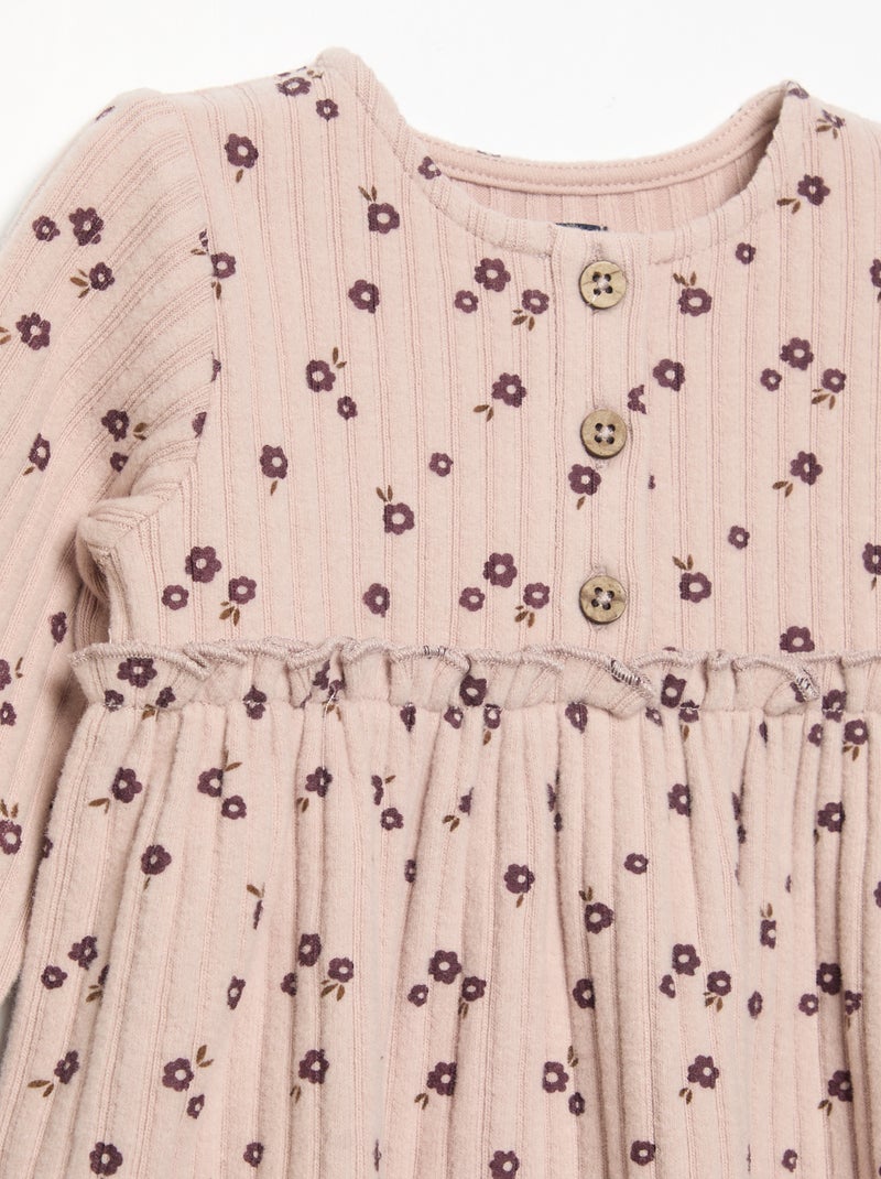 Robe imprimée en maille douce Rose - Kiabi