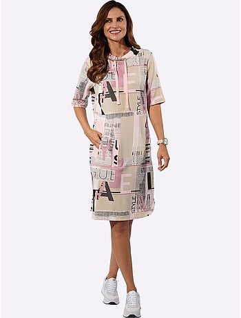 Robe imprimée géométrique à manches courtes et coupe fluide - taille standard - witt