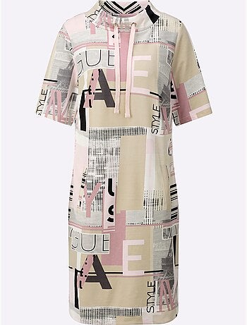 Robe imprimée géométrique à manches courtes et coupe fluide - taille standard - witt