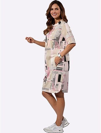 Robe imprimée géométrique à manches courtes et coupe fluide - taille standard - witt