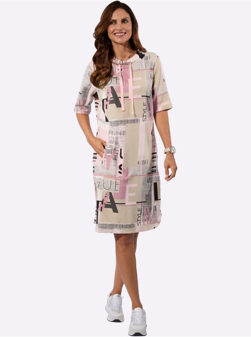 Robe imprimée géométrique à manches courtes et coupe fluide - taille standard - witt - Kiabi