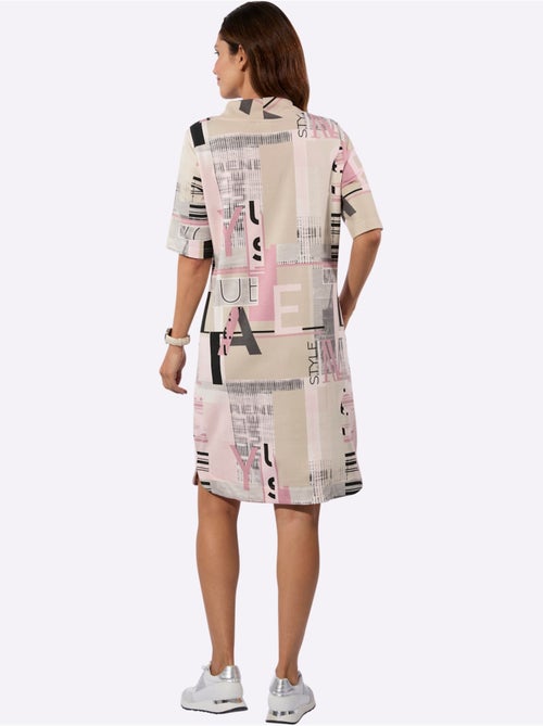 Robe imprimée géométrique à manches courtes et coupe fluide - taille standard - witt - Kiabi