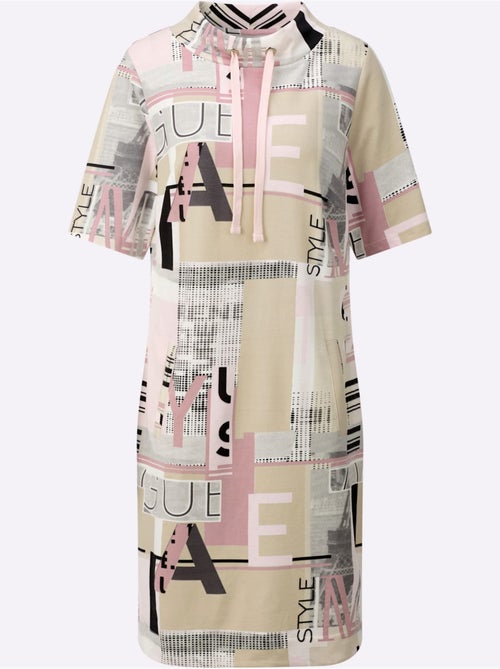 Robe imprimée géométrique à manches courtes et coupe fluide - taille standard - witt - Kiabi