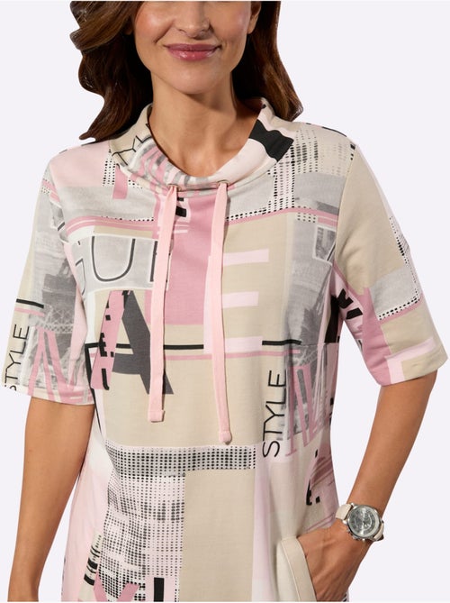 Robe imprimée géométrique à manches courtes et coupe fluide - taille standard - witt - Kiabi