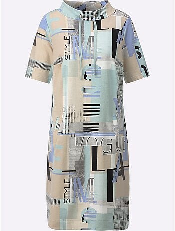Robe imprimée géométrique à manches courtes et coupe fluide - taille standard - witt