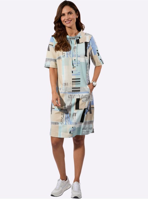 Robe imprimée géométrique à manches courtes et coupe fluide - taille standard - witt - Kiabi Robe imprimée géométrique à manches courtes et coupe fluide - taille standard - witt - Kiabi