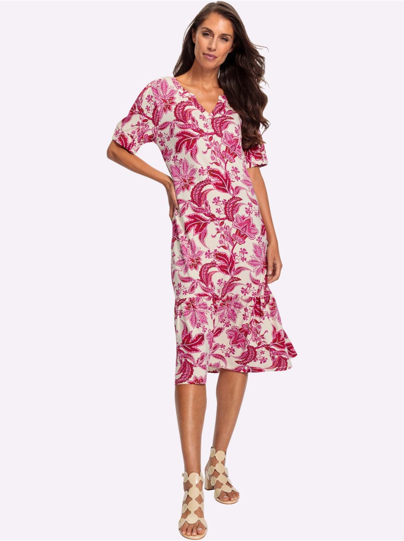 Robe Imprimée Imprimé Floral - Taille Standard - Helline Blanc Rose - Kiabi