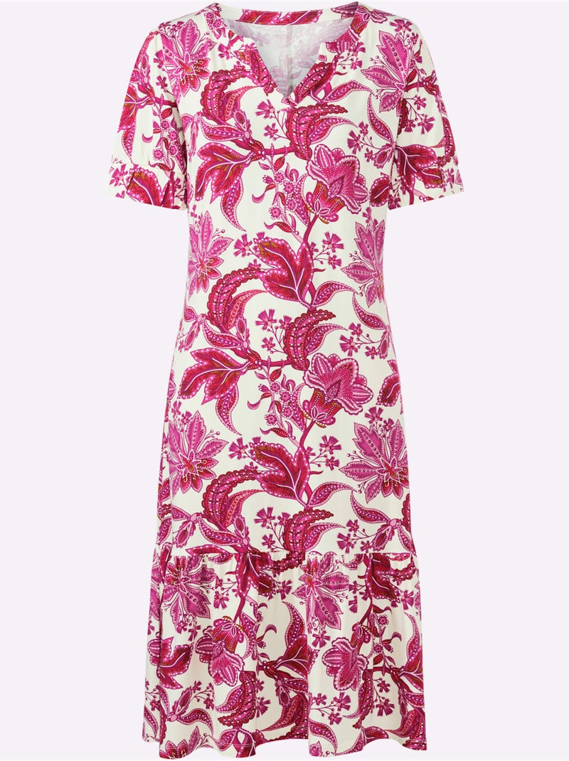 Robe Imprimée Imprimé Floral - Taille Standard - Helline Blanc Rose - Kiabi