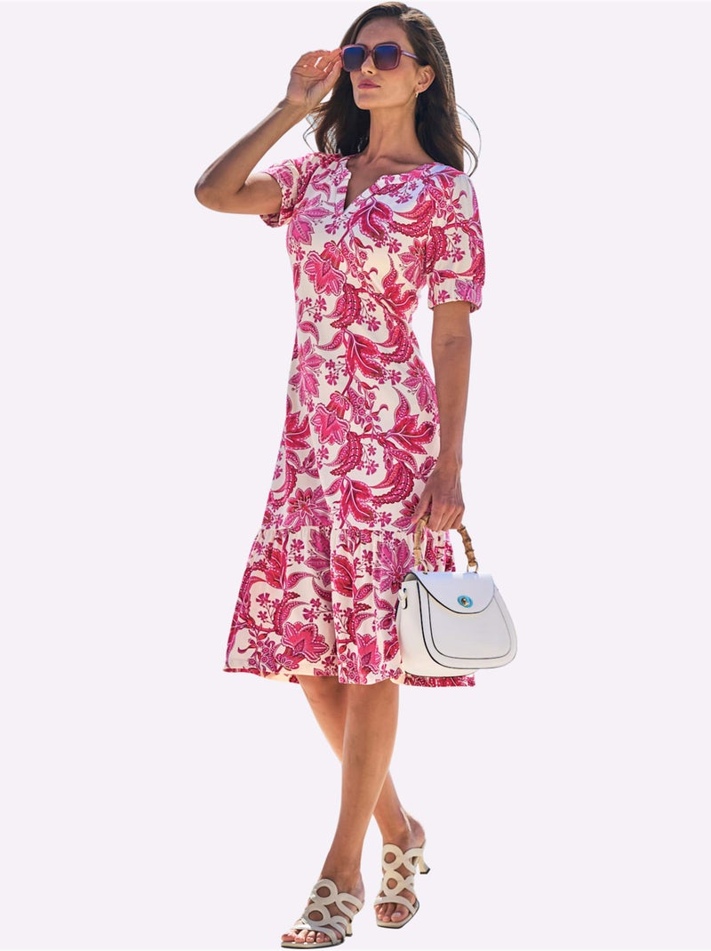 Robe Imprimée Imprimé Floral - Taille Standard - Helline Blanc Rose - Kiabi