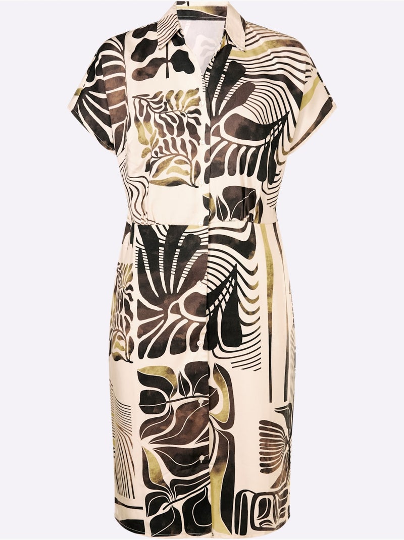 Robe Imprimée Imprimé Mode - Taille Standard - helline Blanc Marron - Kiabi