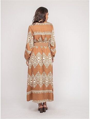 Robe imprimée manches longues avec ceinture ILATINE