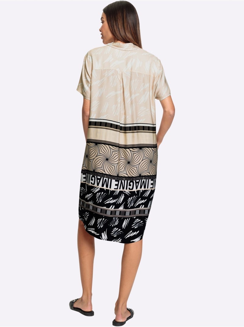 Robe Imprimée Motif Ethnique Tendance - Taille Standard - helline Ecru - Kiabi