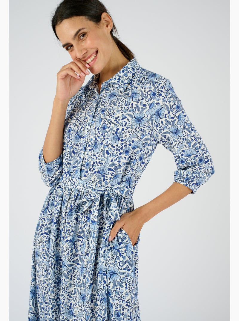 Robe imprimée pure viscose - Damart Bleu - Kiabi