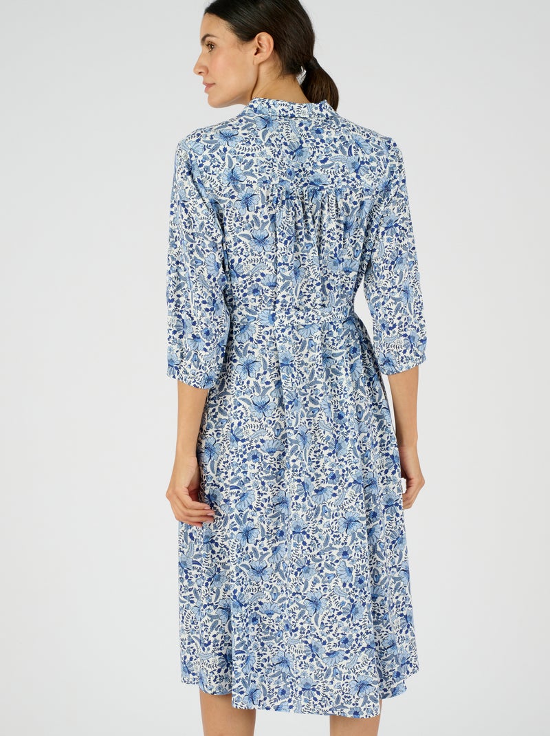 Robe imprimée pure viscose - Damart Bleu - Kiabi