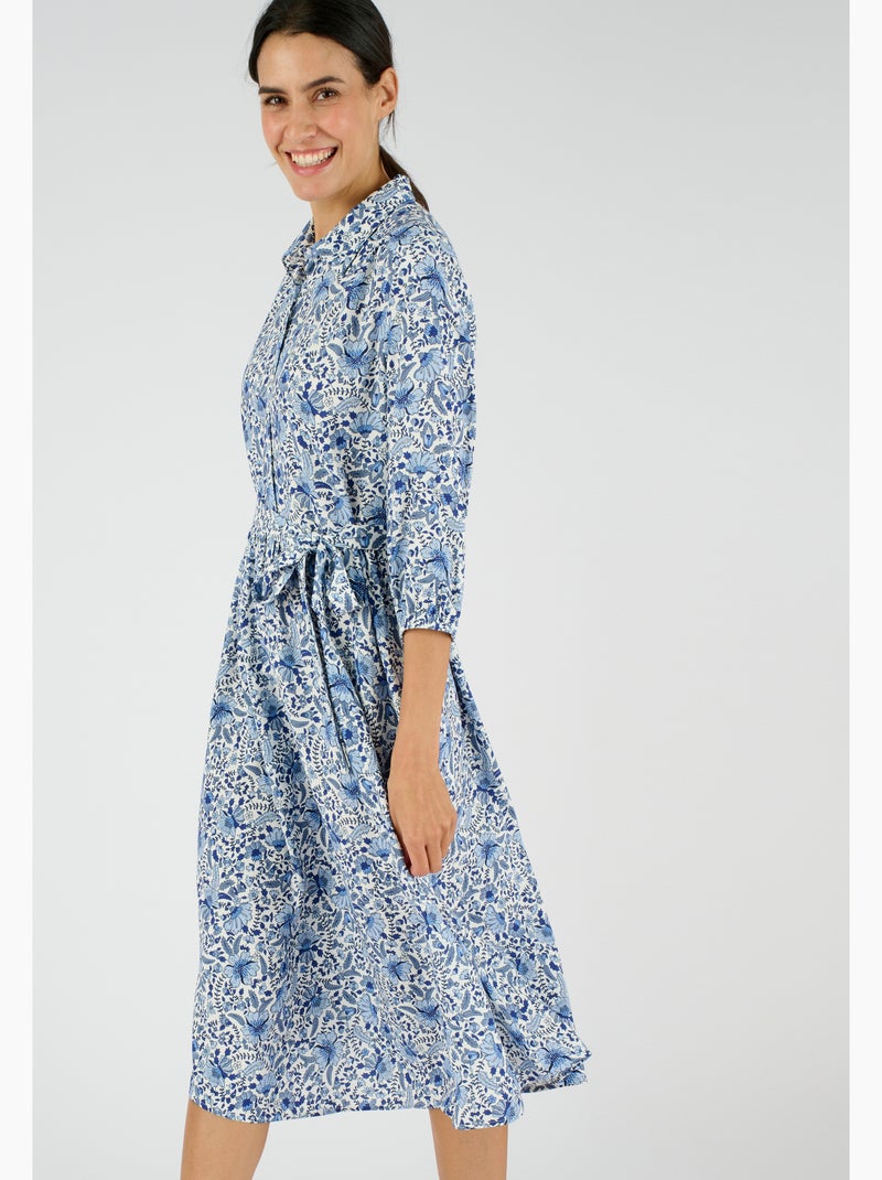 Robe imprimée pure viscose - Damart Bleu - Kiabi