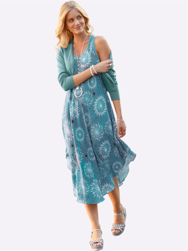 Robe Imprimée Pure Viscose - Taille Courte - Witt Bleu turquoise - Kiabi