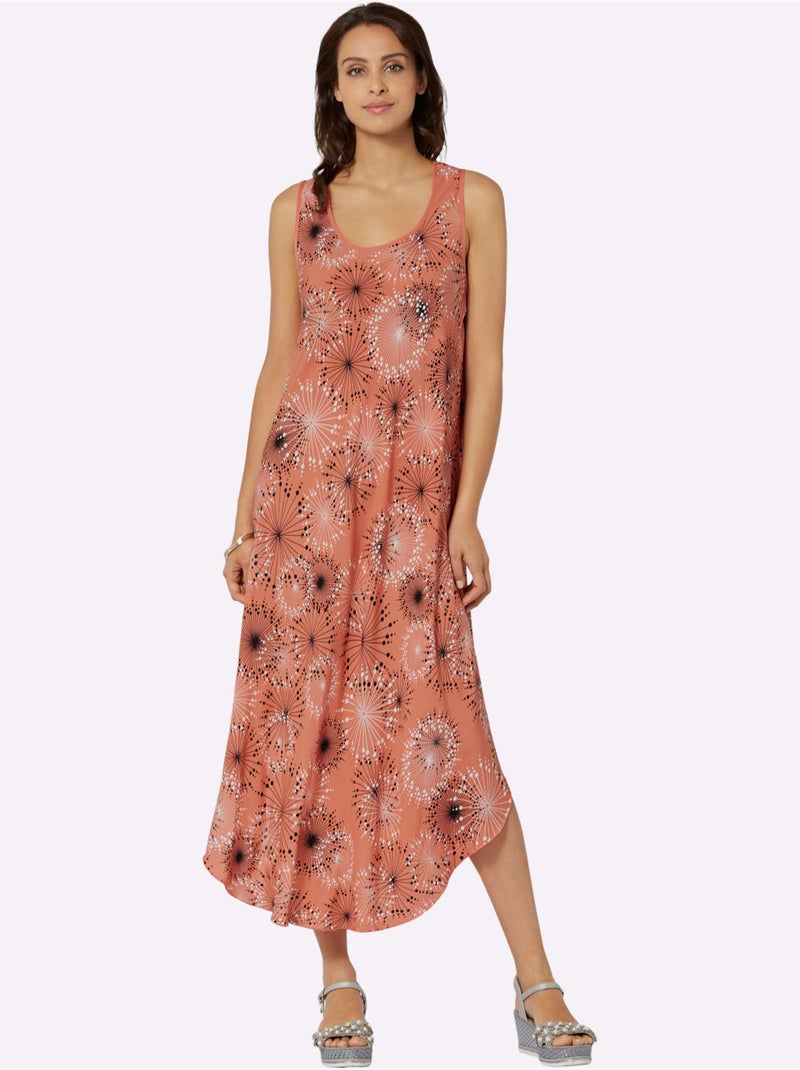 Robe Imprimée Pure Viscose - Taille Courte - Witt Noir Orange - Kiabi