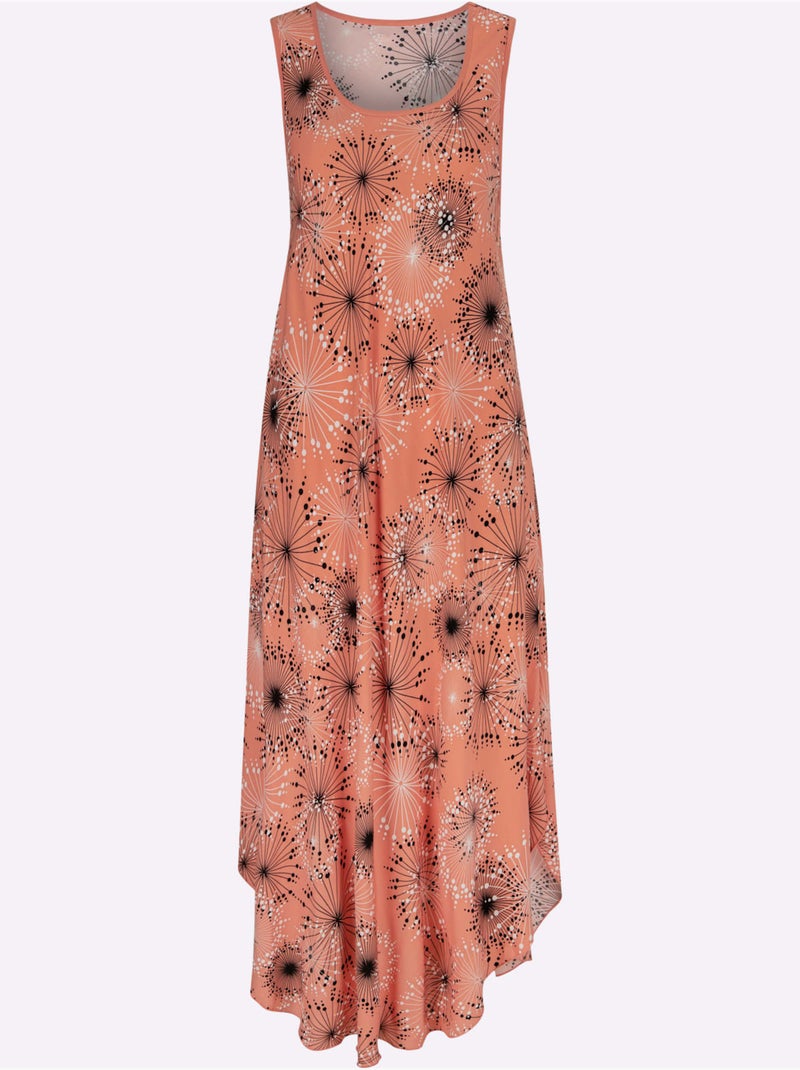 Robe Imprimée Pure Viscose - Taille Courte - Witt Noir Orange - Kiabi