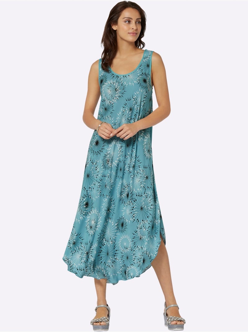 Robe Imprimée Pure Viscose - Taille Standard - Witt Bleu turquoise - Kiabi