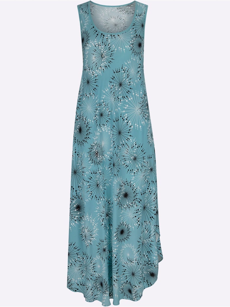Robe Imprimée Pure Viscose - Taille Standard - Witt Bleu turquoise - Kiabi