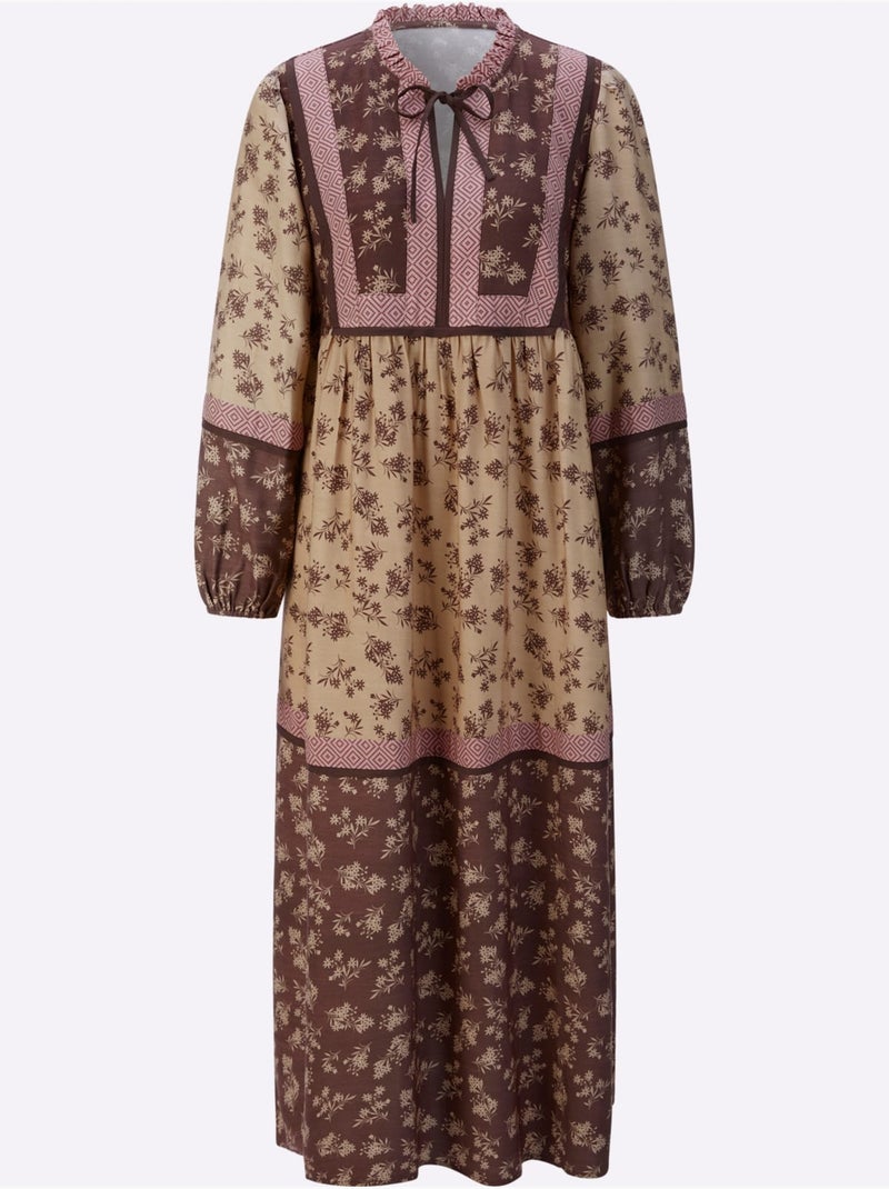 Robe imprimée pure viscose - taille standard - witt Marron - Kiabi