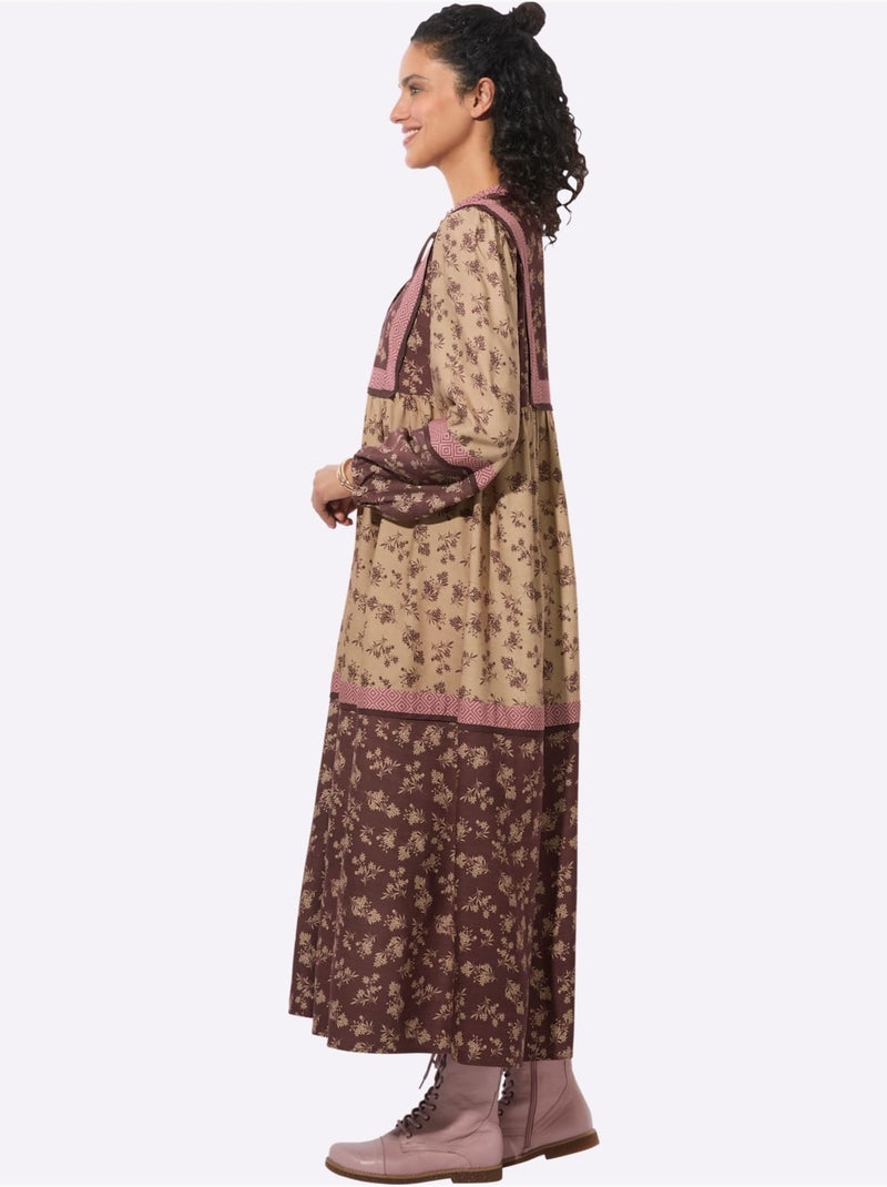 Robe imprimée pure viscose - taille standard - witt Marron - Kiabi