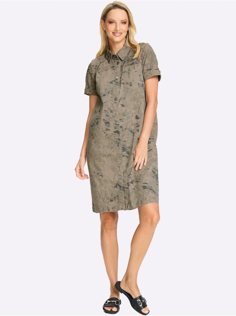Robe Imprimée Qualité Coton Doux Sur La Peau - Taille Standard - Helline Gris Ecru - Kiabi