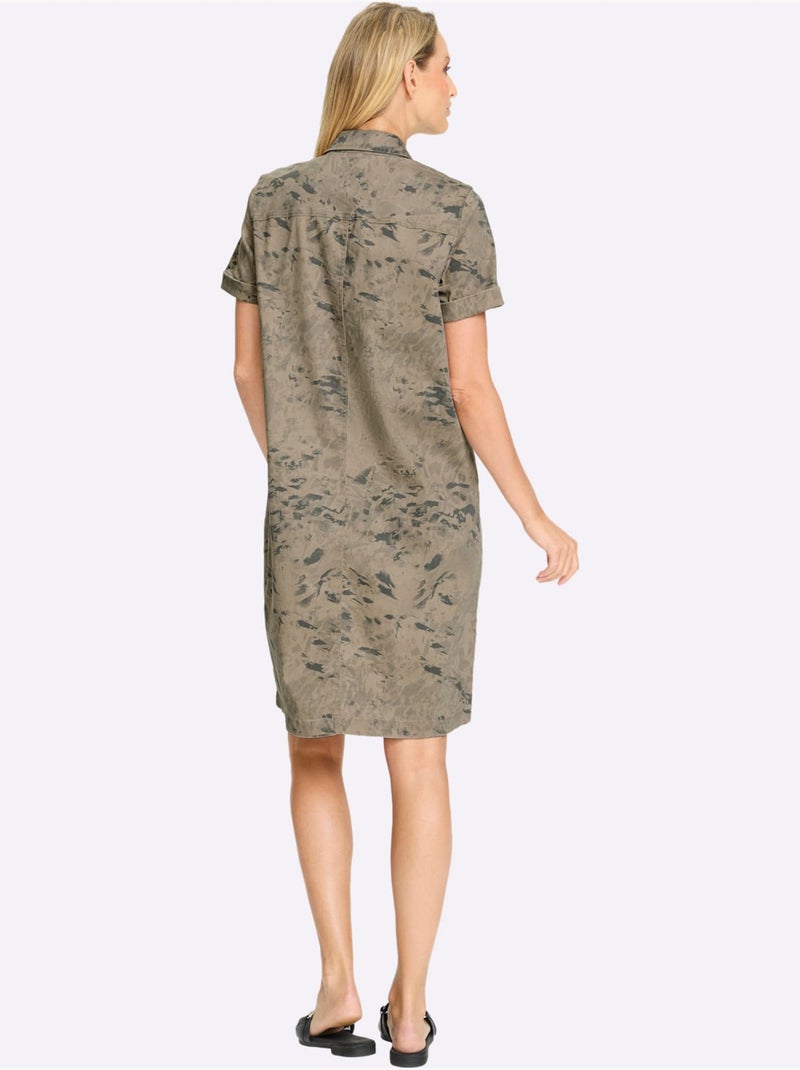 Robe Imprimée Qualité Coton Doux Sur La Peau - Taille Standard - Helline Gris Ecru - Kiabi