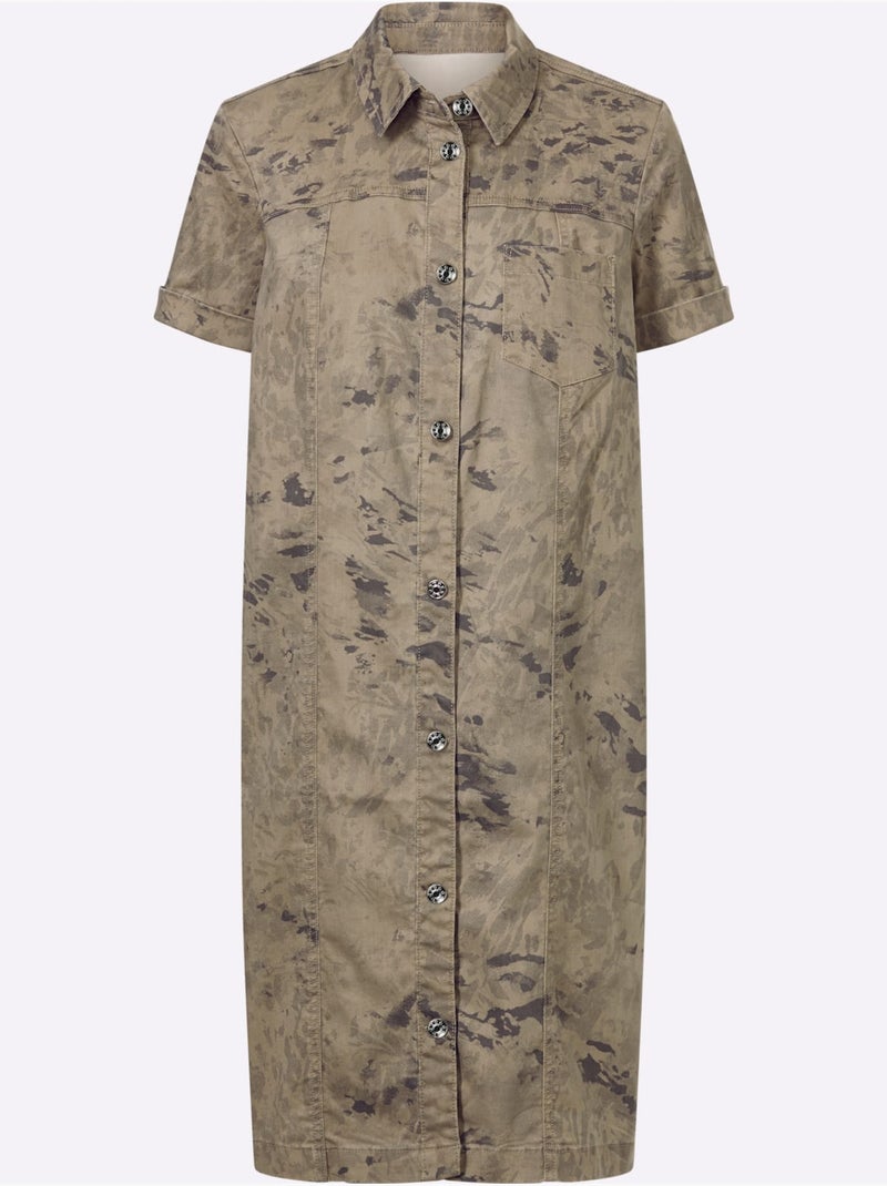 Robe Imprimée Qualité Coton Doux Sur La Peau - Taille Standard - Helline Gris Ecru - Kiabi