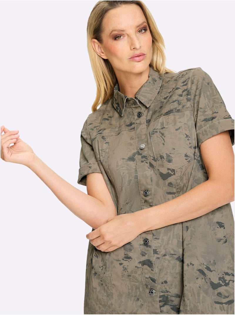Robe Imprimée Qualité Coton Doux Sur La Peau - Taille Standard - Helline Gris Ecru - Kiabi
