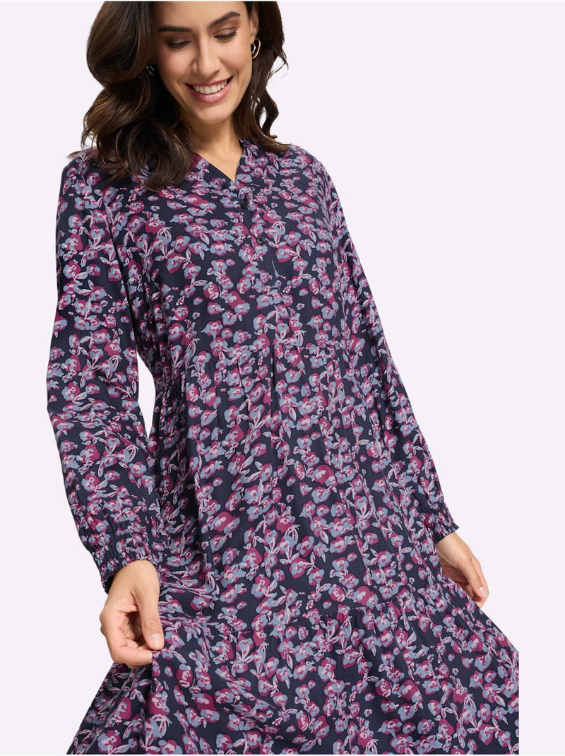 Robe imprimée qualité tissée - taille courte - witt Bleu marine - Kiabi