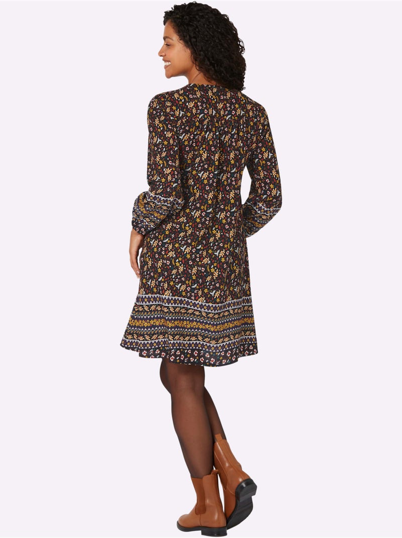 Robe Imprimée Qualité Tissée - Taille Courte - Witt Noir Rouge - Kiabi
