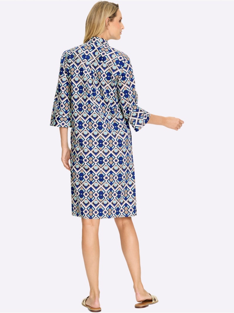 Robe Imprimée Qualité Tissée - Taille Standard - helline Blanc Bleu - Kiabi