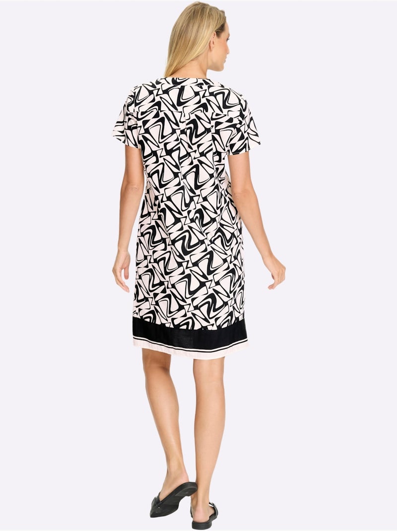 Robe Imprimée Qualité Tissée - Taille Standard - Helline Noir Blanc - Kiabi