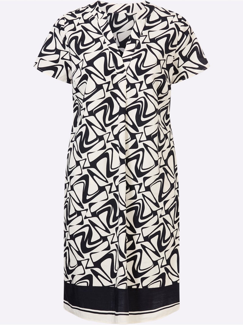 Robe Imprimée Qualité Tissée - Taille Standard - Helline Noir Blanc - Kiabi