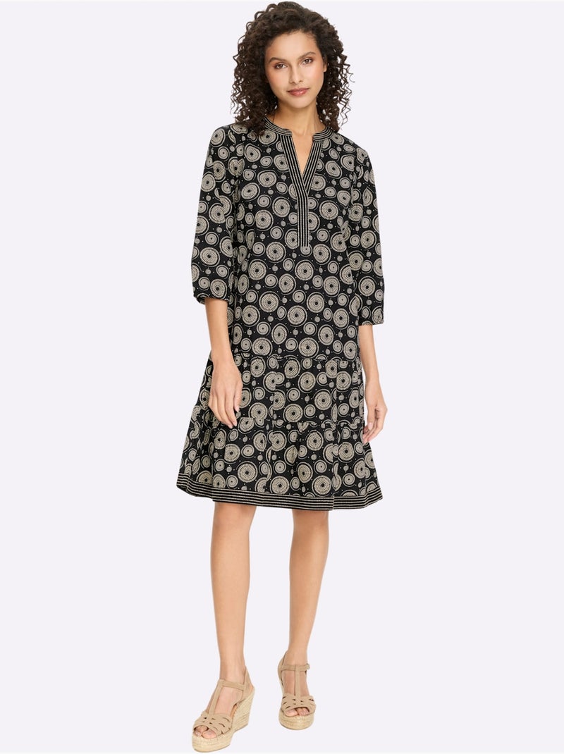 Robe Imprimée Qualité Tissée - Taille Standard - Helline Noir Jaune - Kiabi
